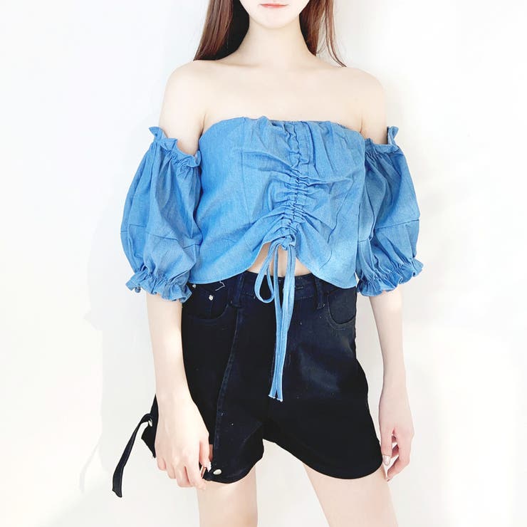 ダンガリートップス オフショルトップス 肩開きトップス | STRIP CABARET  | 詳細画像7 