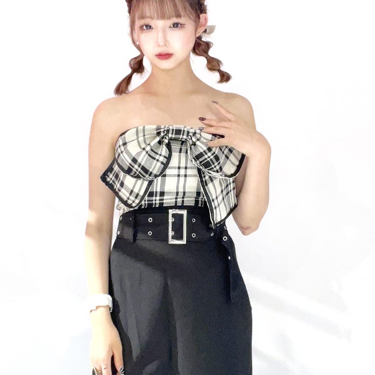 ベアトップ チューブトップ チェック柄[品番：SPCW0002301