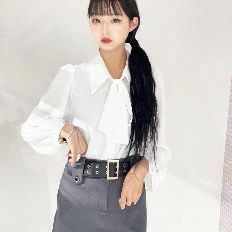 ホワイト | ボウタイシャツ ボウタイブラウス シフォンシャツ | STRIP CABARET 