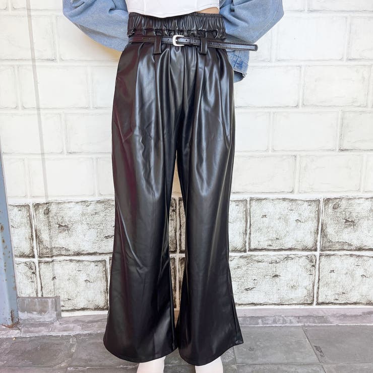 ブラック | 合皮パンツ レザーパンツ ワイドパンツ | STRIP CABARET 