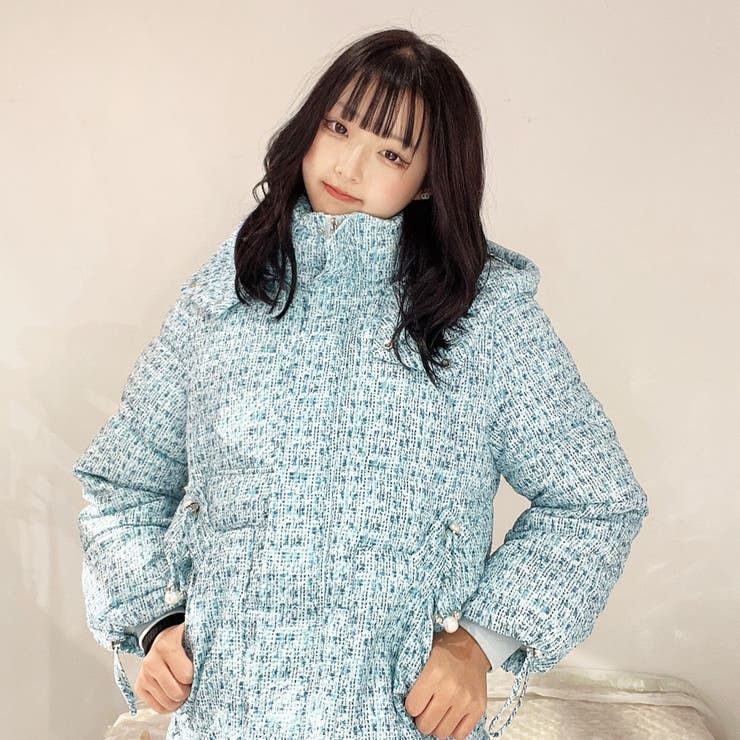 中綿コート 中綿ブルゾン ツイードコートアウター[品番：SPCW0002376