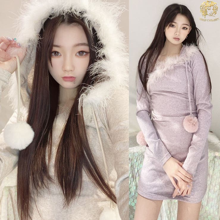 ニットワンピース パーカーワンピース ポンポン付き | STRIP CABARET  | 詳細画像1 