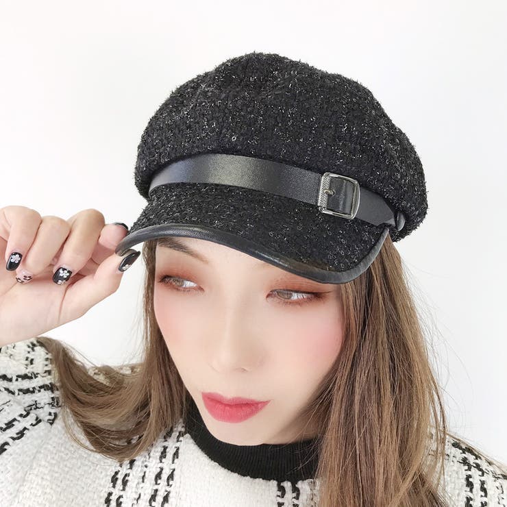 ベレー帽 ブラック 地雷系 量産型 ビジュー 秋 冬 韓国 可愛い