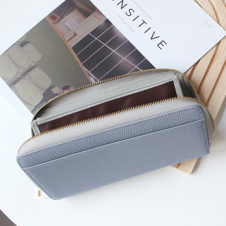サックスブルー/グレー | 長財布 レディース 本革 | STYLE ON BAG