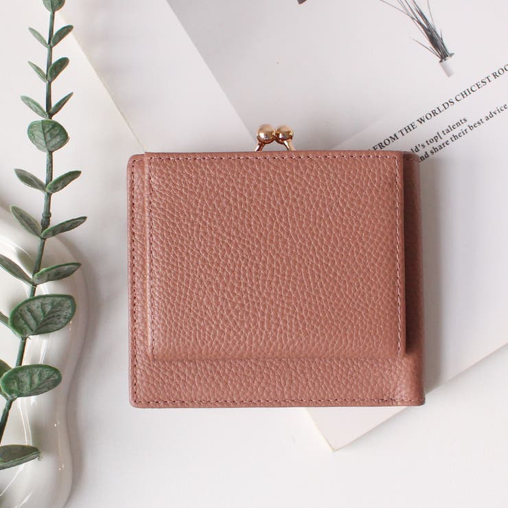 サーモンピンク | 【上質牛革 トップレザー使用】がま口 二つ折り財布 | STYLE ON BAG