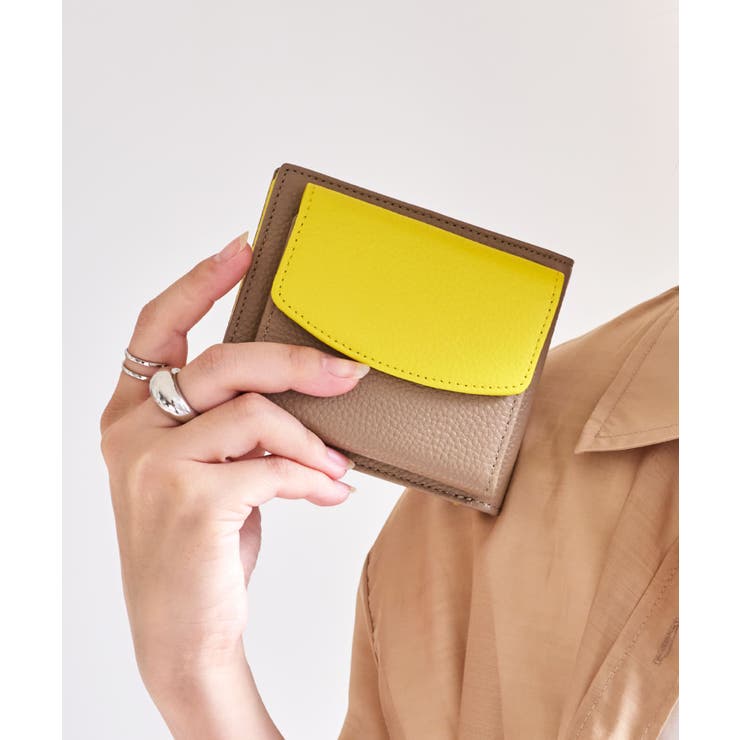 グレーベージュ/イエロー | 二つ折り財布 レディース 小銭入れ | STYLE ON BAG