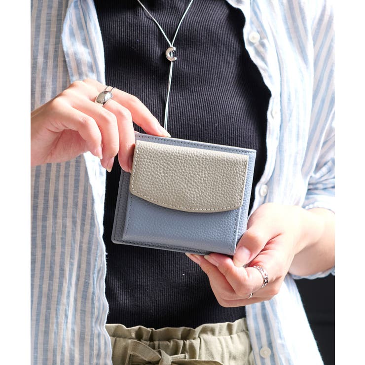 サックスブルー/グレー | 二つ折り財布 レディース 小銭入れ | STYLE ON BAG