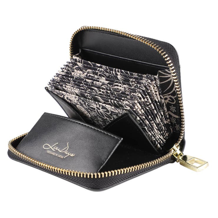 ブラック×BKフラワー | ミニ財布 レディース 本革 | STYLE ON BAG