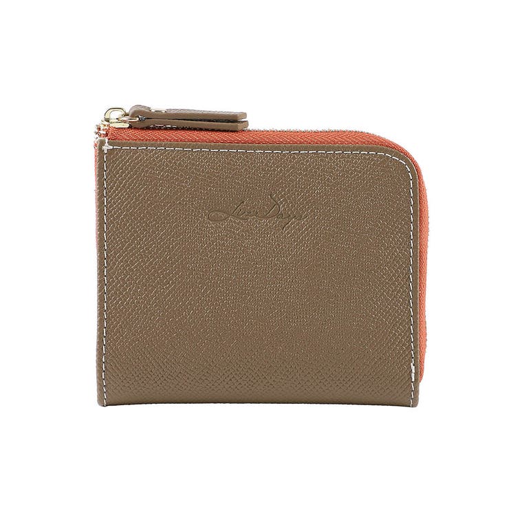 グレーベージュ/オレンジ | ミニ財布 レディース 牛革 | STYLE ON BAG