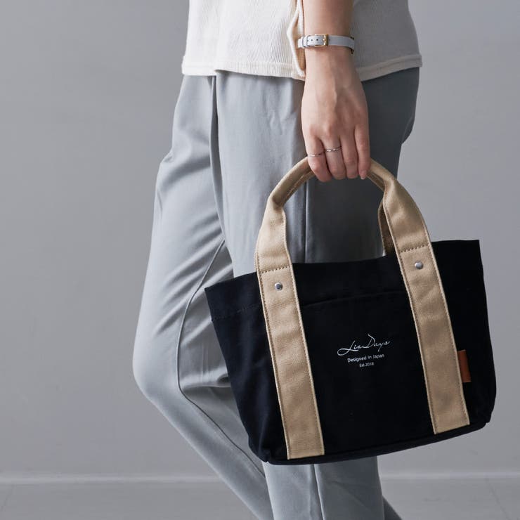 ブラック/ベージュ | トートバッグ キャンバス 仕切り | STYLE ON BAG