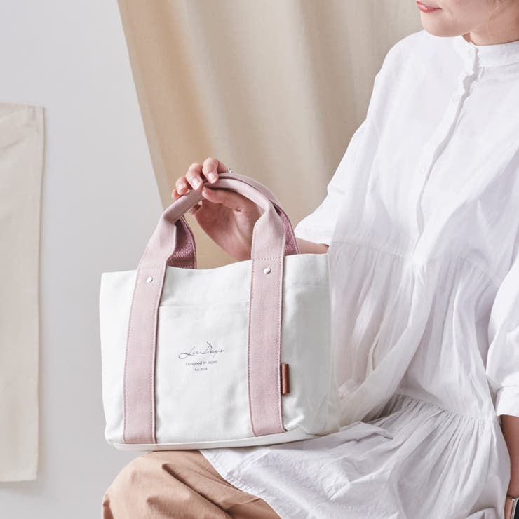 ナチュラル/ライトピンク | トートバッグ キャンバス 仕切り | STYLE ON BAG