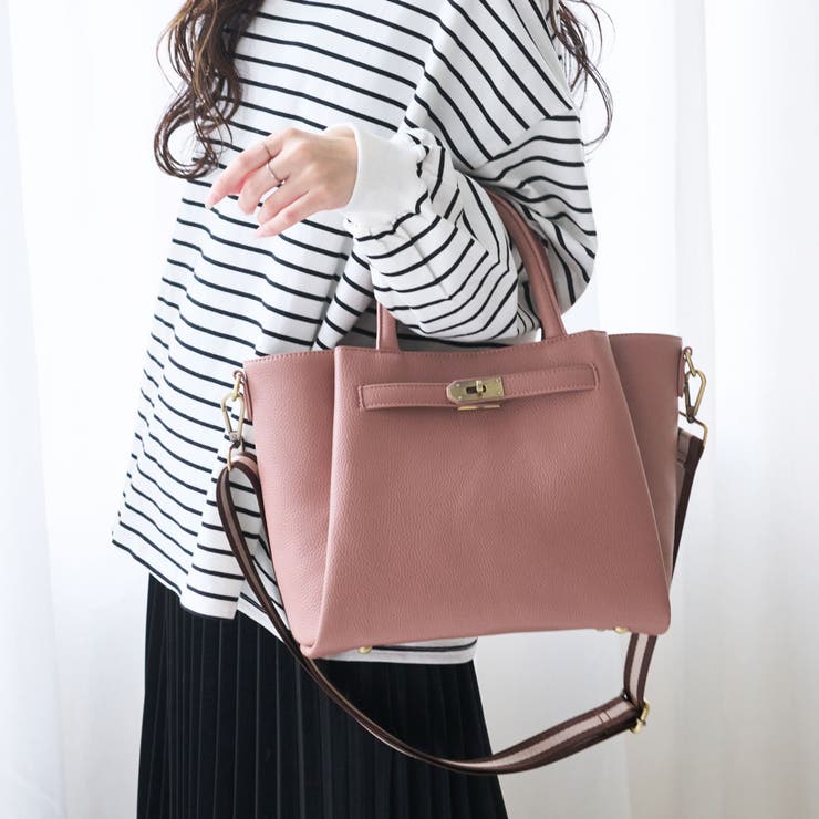 トートバッグ レディース あおりポケット[品番：STYB0007140