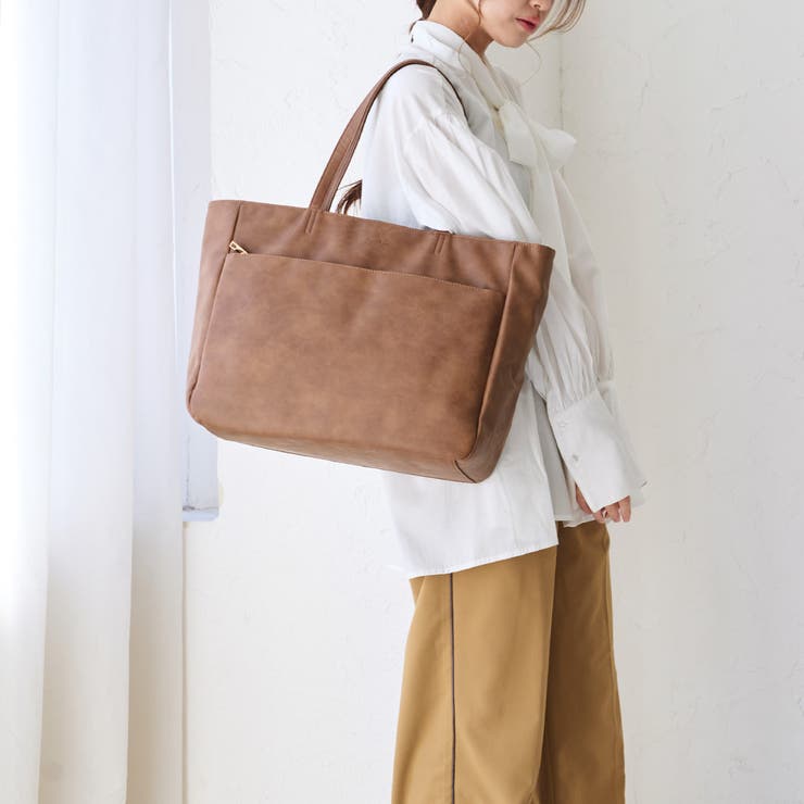キャメル | トートバッグ レディース ファスナー付き | STYLE ON BAG