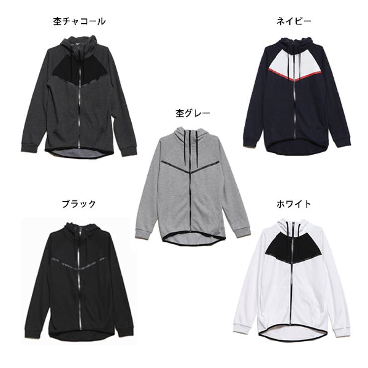 ポンチ配色ジップアップパーカーのカラーバリエーション