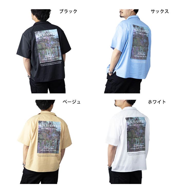 ビッグシルエットフォトバックプリントオープンシャツのカラーバリエーション