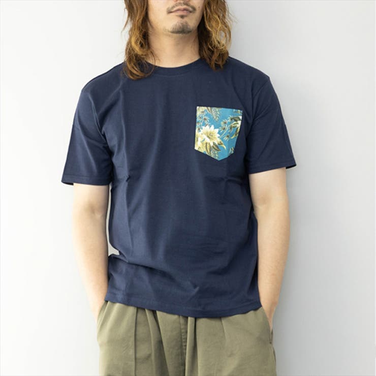 柄ポケット付き半袖Tシャツのフロント