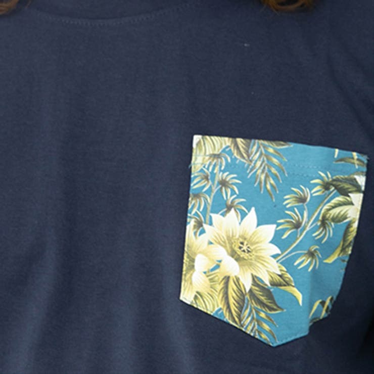 柄ポケット付き半袖Tシャツの素材接写