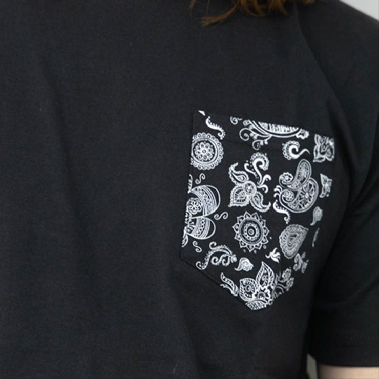 柄ポケット付き半袖Tシャツの素材接写