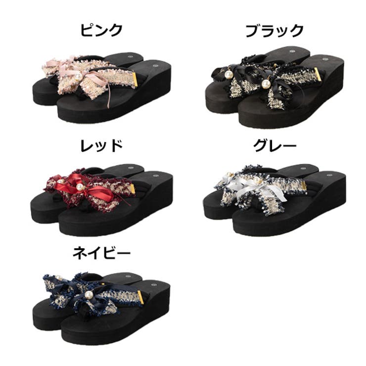 ウェッジソールサンダル ビーチサンダル リボン[品番
