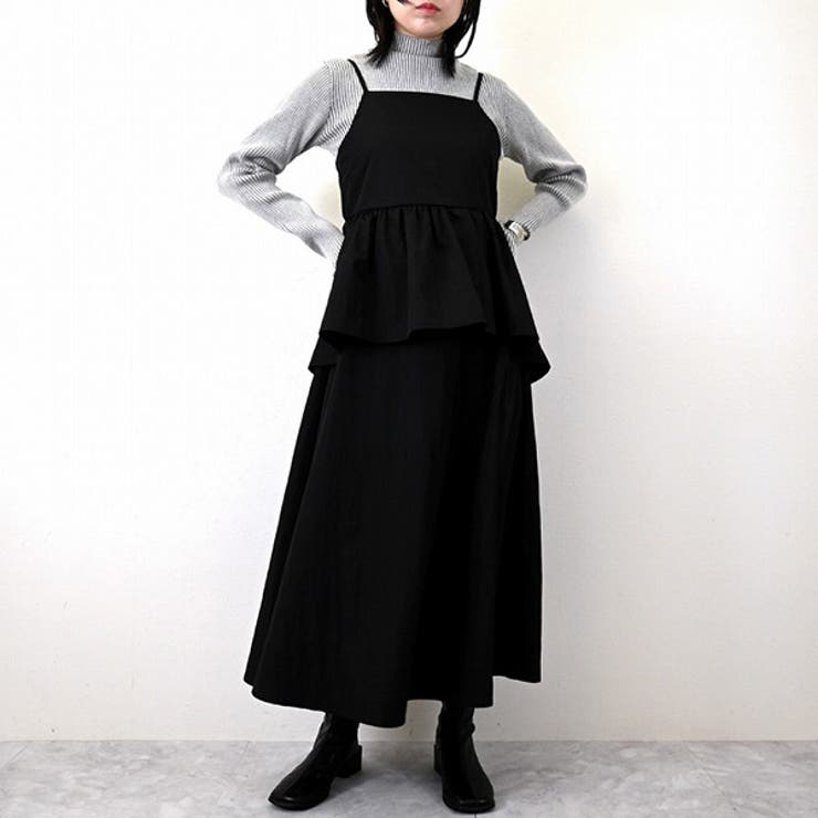 ZAC POSEN ブラックキャミワンピース キャミソールワンピース ワンピース マキシ[品番：XV000021213