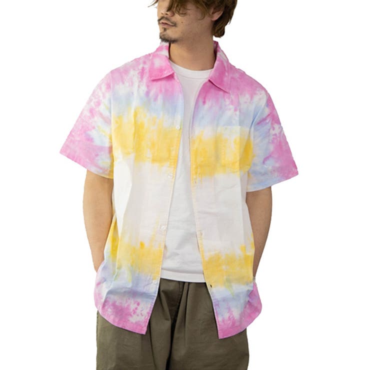 メンズ タイダイ柄シャツ ストリート カジュアル M00550 シャツ 半袖 タイダイ柄[品番：XV000016863]｜Style Block MEN