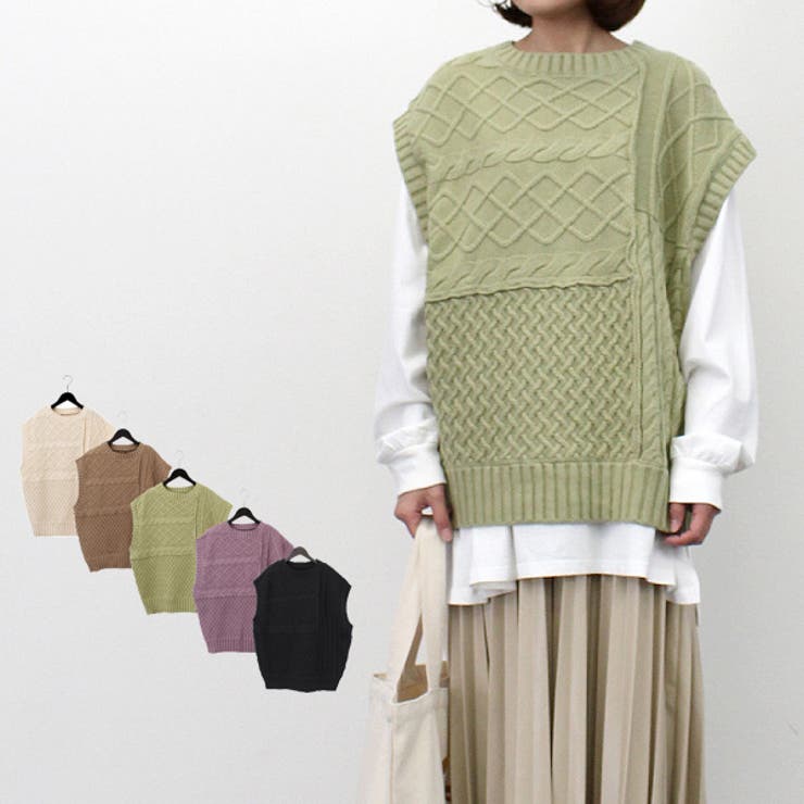 ニットベスト ベーブル編み 春 品番 Xv Styleblock スタイルブロック のレディースファッション通販 Shoplist ショップリスト
