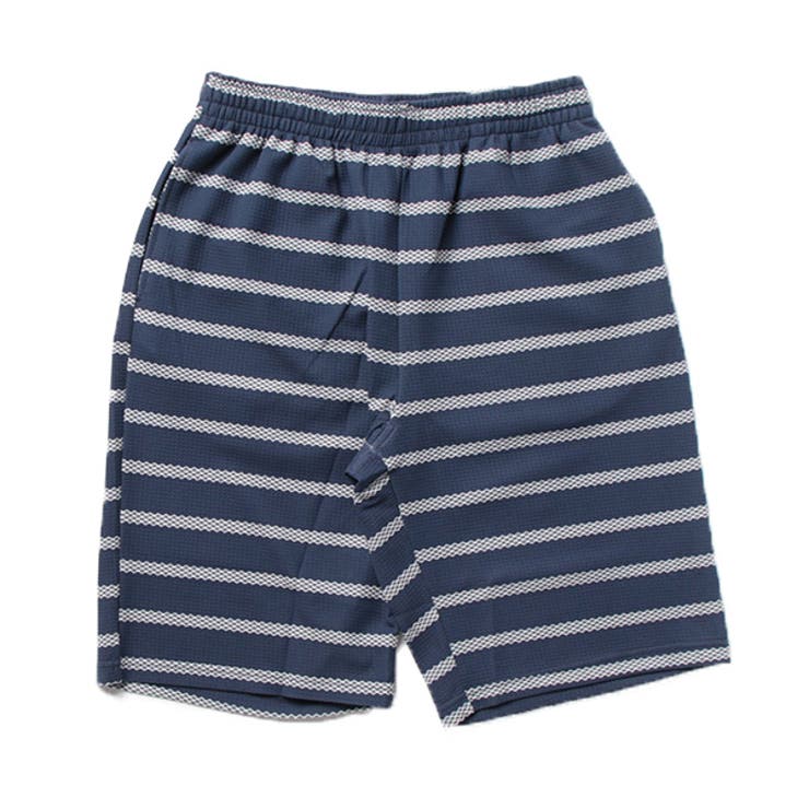 エンボスワッフルボーダー柄ショーツのネイビー