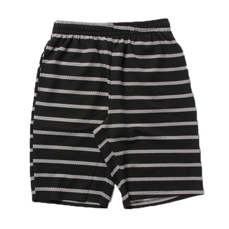 エンボスワッフルボーダー柄ショーツのブラック