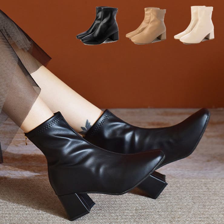 ショートブーツ ブーツ 太ヒール | STYLEBLOCK | 詳細画像1 