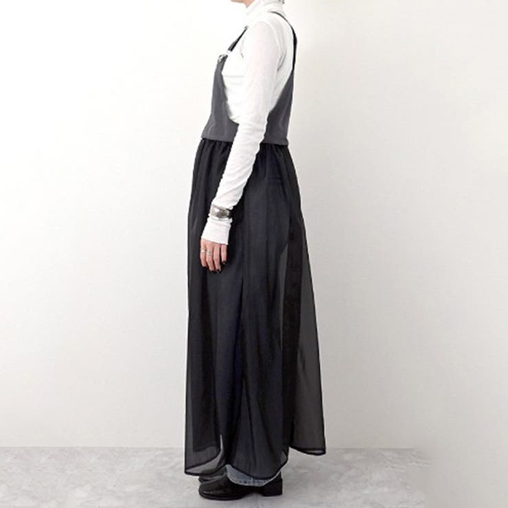 タフタ×オーガンジーマルチWAYサロペットワンピースのサイド