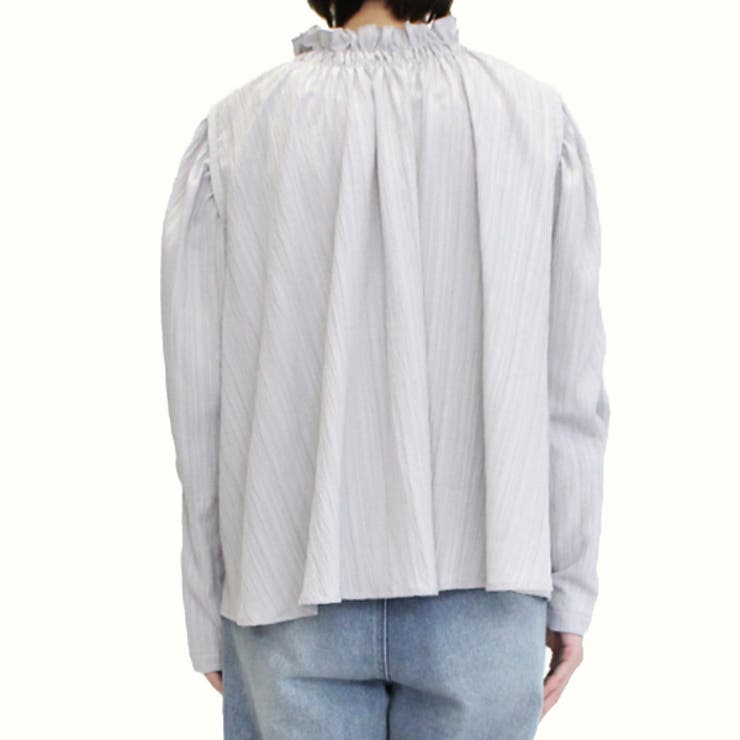 スタイルブロック STYLEBLOCK シアーシャーリングシャツ （サックスブルー） シャツ ブラウス シャーリング[品番：XV000020547]｜STYLEBLOCK