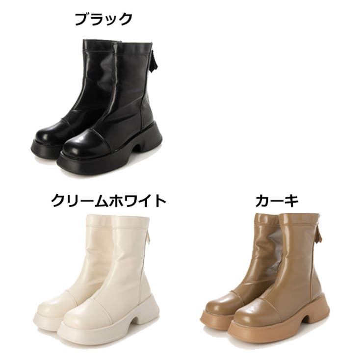 厚底バックファスナーブーツのカラーバリエーション