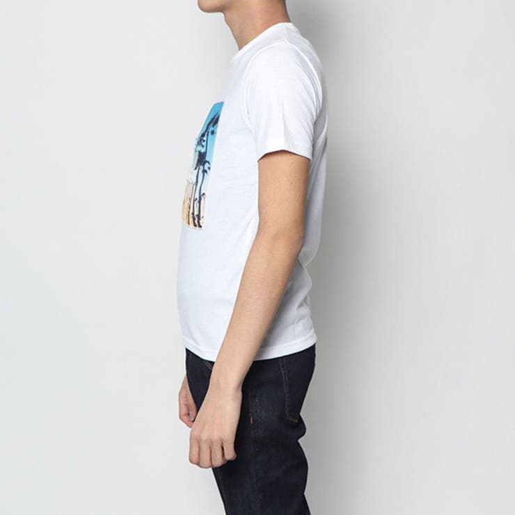 サーフフォトプリント凸エンボス加工ロゴTシャツのサイド