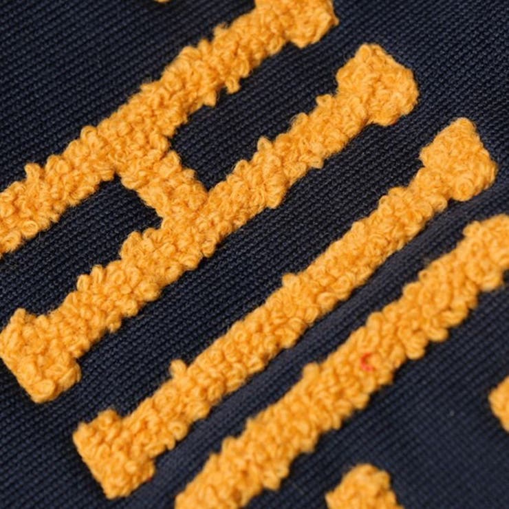 裏起毛サガラ刺繍ロゴプルオーバースウェットパーカーの素材接写