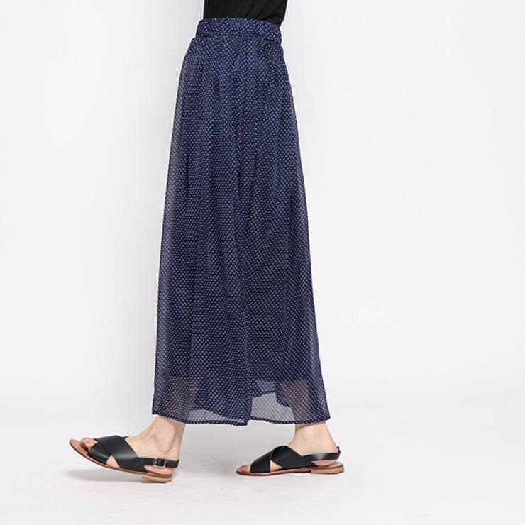 ドット柄シフォンフレアスカートのサイド