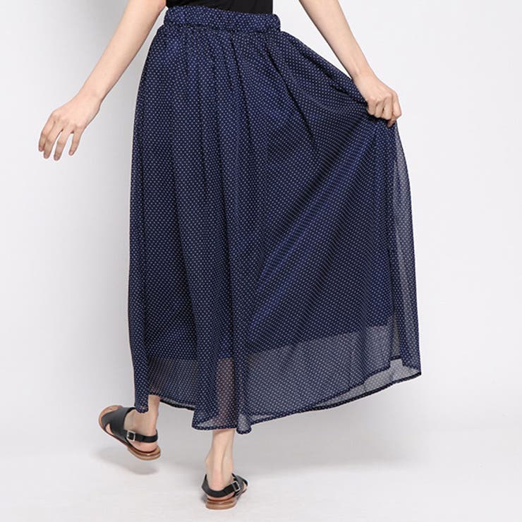ドット柄シフォンフレアスカートのバック