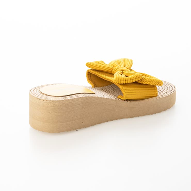 【アグ】チェック編み ウェッジソール サンダル リボン 25.0 紺×ベージュ UGG - 【アグ】チェック編み ウェッジソール サンダル リボン