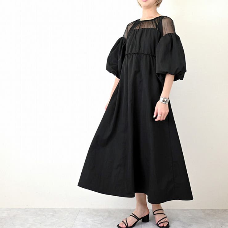 TNタフタ×チュールドッキングワンピースのフロント