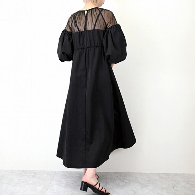 TNタフタ×チュールドッキングワンピースのバック