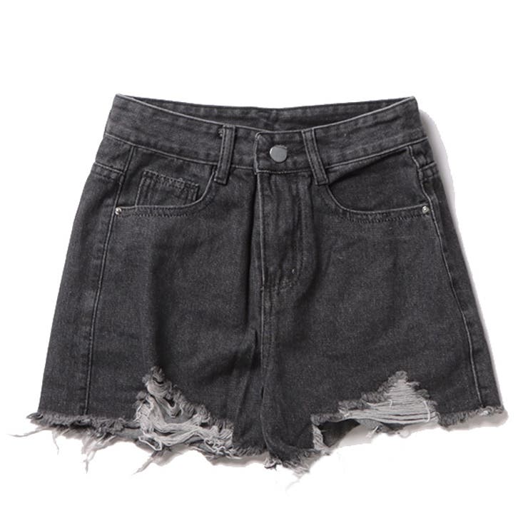 ショートパンツ デニムパンツ ダメージ加工[品番：XV000020775