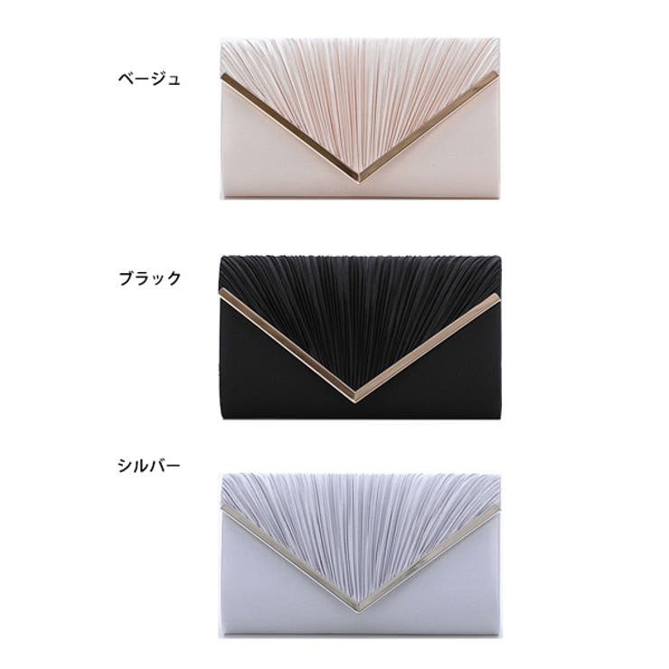 Vカットプリーツパーティークラッチバッグのカラーバリエーション
