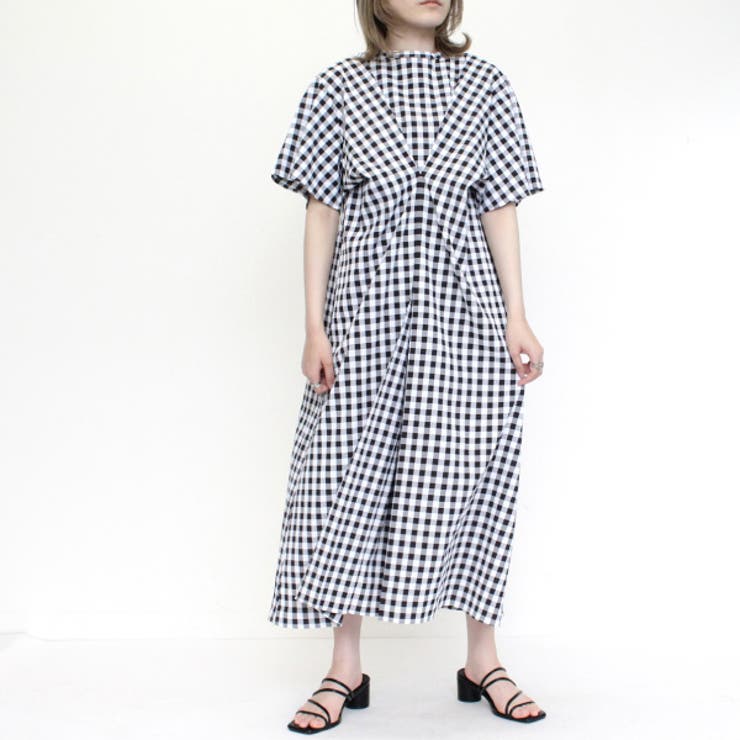 【希少サイズ✨】フォクシー　ロングワンピース　42サイズ　ギンガムチェック　近年 ビッグカラーギンガムチェックニットロングワンピース – Darich