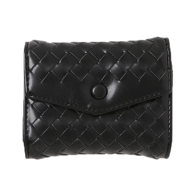 BOTTEGA VENETA. 黒 レザー コインケース 編み込みデザイン Bottega Veneta 黒 レザー 捉えれ コインケース 編み込み