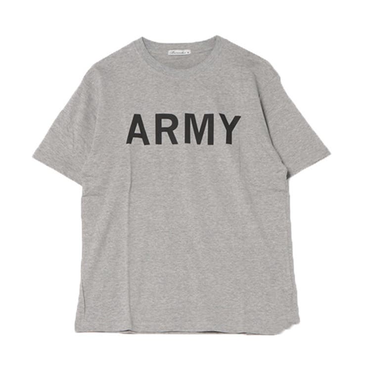 半袖プリントTシャツ(ARMY)の杢グレー