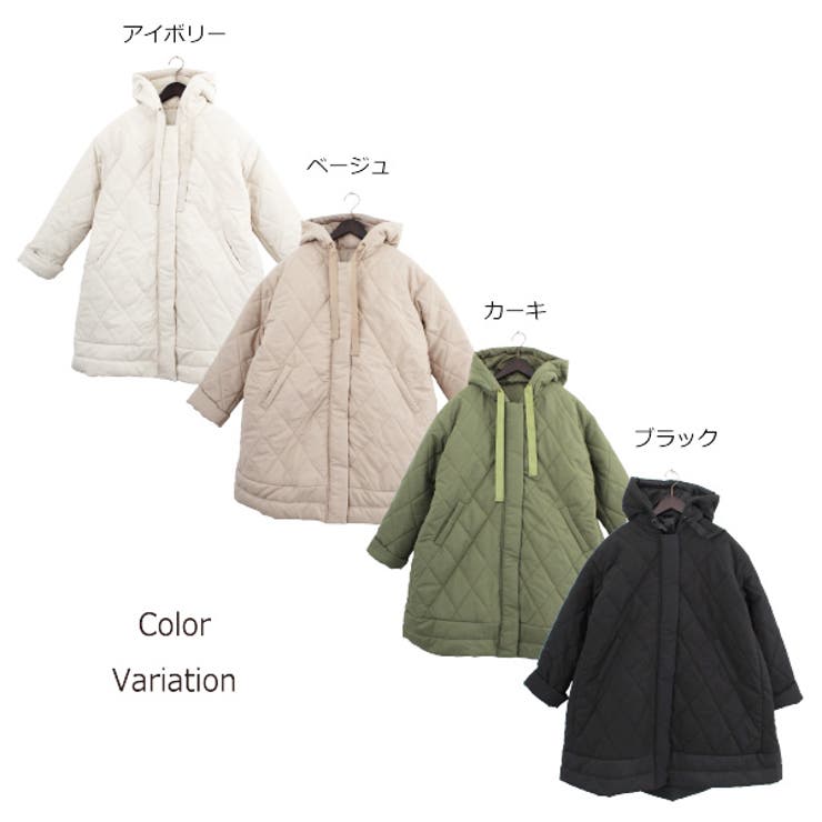 マットタフタAラインキルティングコートのカラーバリエーション