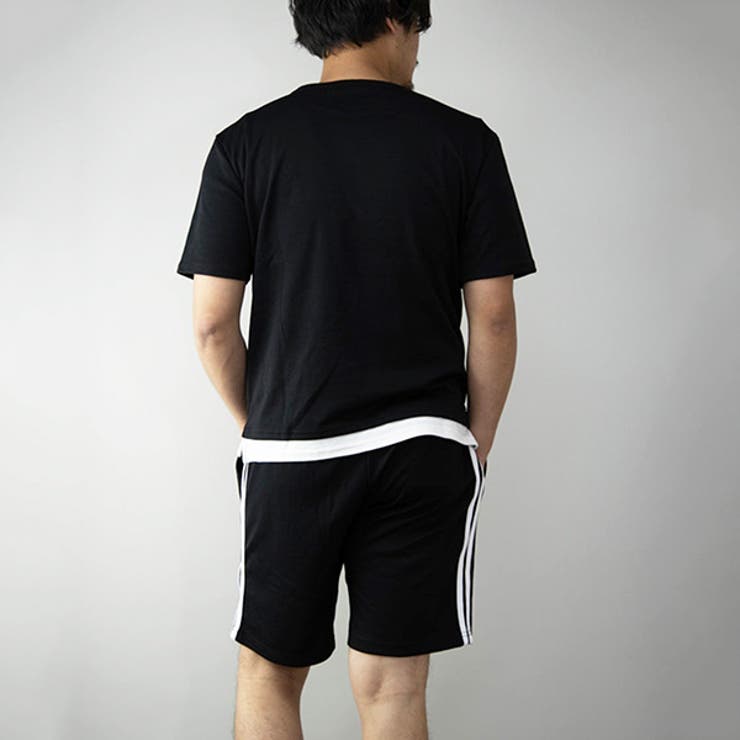 CRONOS ブラック 半袖シャツとショートパンツ セットアップ Tシャツ ショートパンツ セットアップ[品番：XV000015116