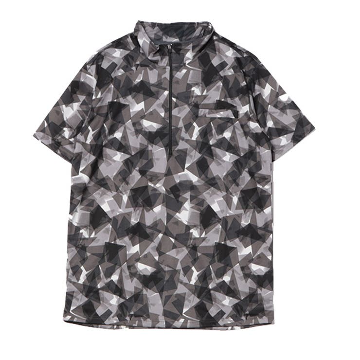 DRYメッシュ総柄ハーフZIPTシャツ(4柄込み)のチャコール