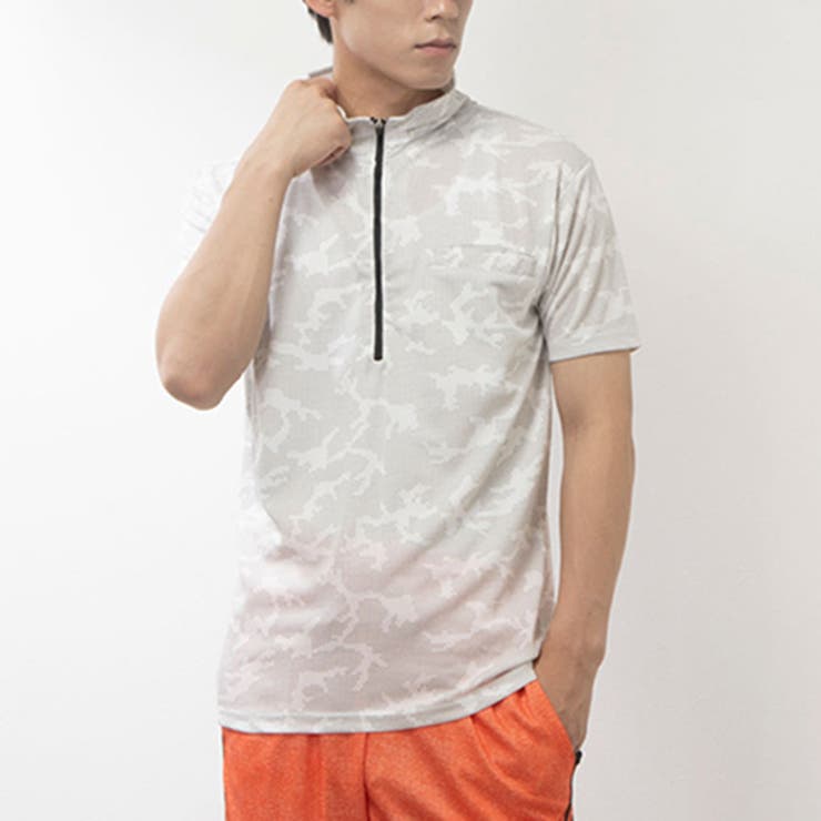 DRYメッシュ総柄ハーフZIPTシャツ(4柄込み)のフロント