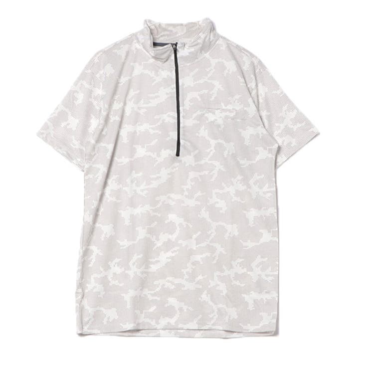 DRYメッシュ総柄ハーフZIPTシャツ(4柄込み)の02ホワイト