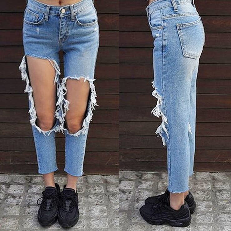 ダメージ デニムパンツ クラッシュデニム[品番:XV000009370 ダメージ デニムパンツ クラッシュデニム[品番:XV000009370